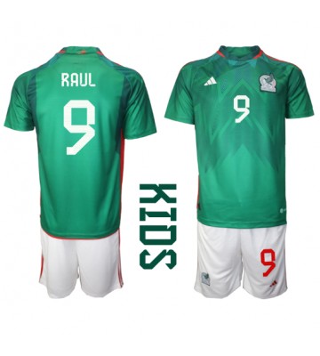 Meksyk Raul Jimenez #9 Koszulka Podstawowych Dziecięca MŚ 2022 Krótki Rękaw (+ Krótkie spodenki)